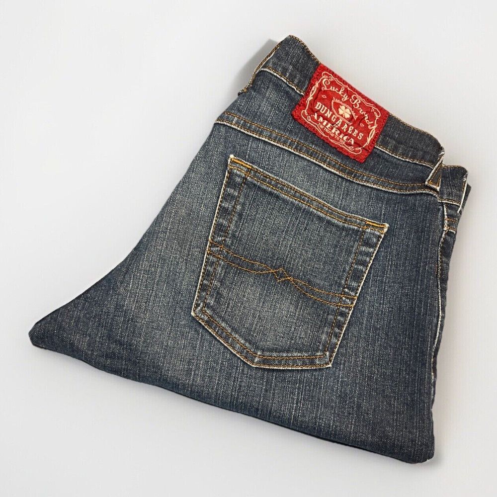 Lucky‎ Brand Women 30 R (32) Midrise Flare Cotton Stretch Straight Wide Leg Jean
